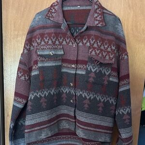 Patterned Button-Up Jacket/Sweater